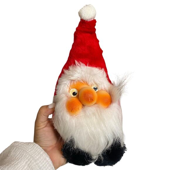 Vintage 1984 RENNOC Santa Claus with Rubber Face Stuffed Plush Gnome Christmas - Picture 7 of 7